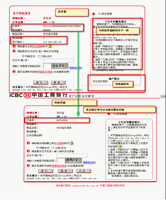 網購木馬病毒偽造的網銀交易頁面，只有專業人士才能區分真假。